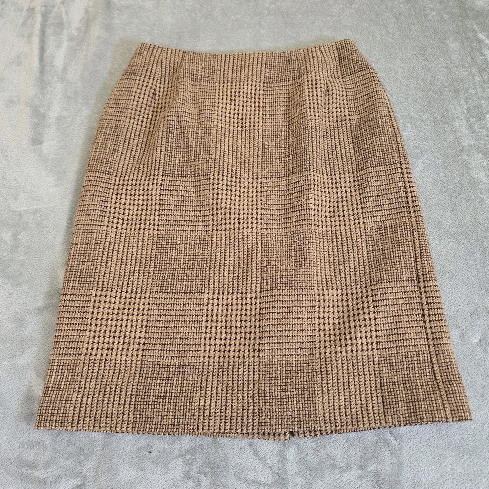 Talbots Skirt Womens 6 Brown Plaid Wool Blend Lined Casual Workwear Classicore